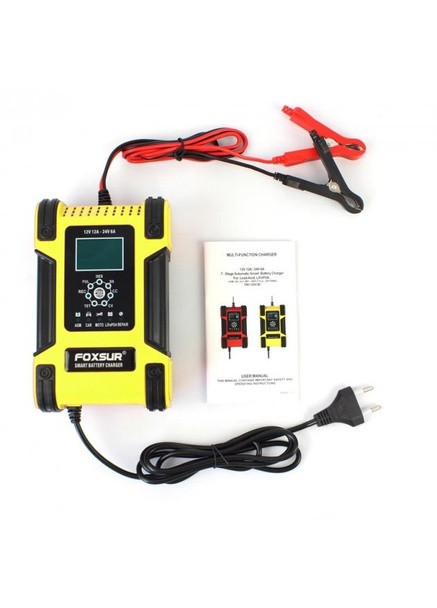 Імпульсний зарядний пристрій для автомобільних AGM гелевих мото LiFePo4 акумуляторів автоматична зарядка з функціє (1893) Foxsur (298574210)