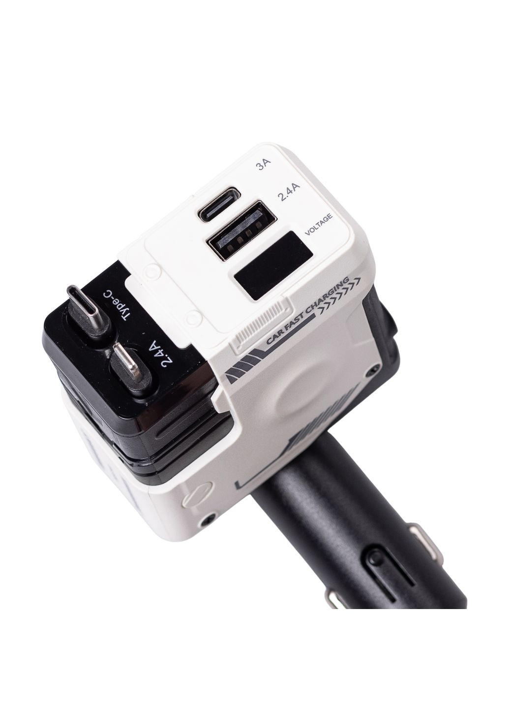 Автомобильное зарядное устройство 4 в 1 с выдвижным кабелем, белое No Brand (328440687)