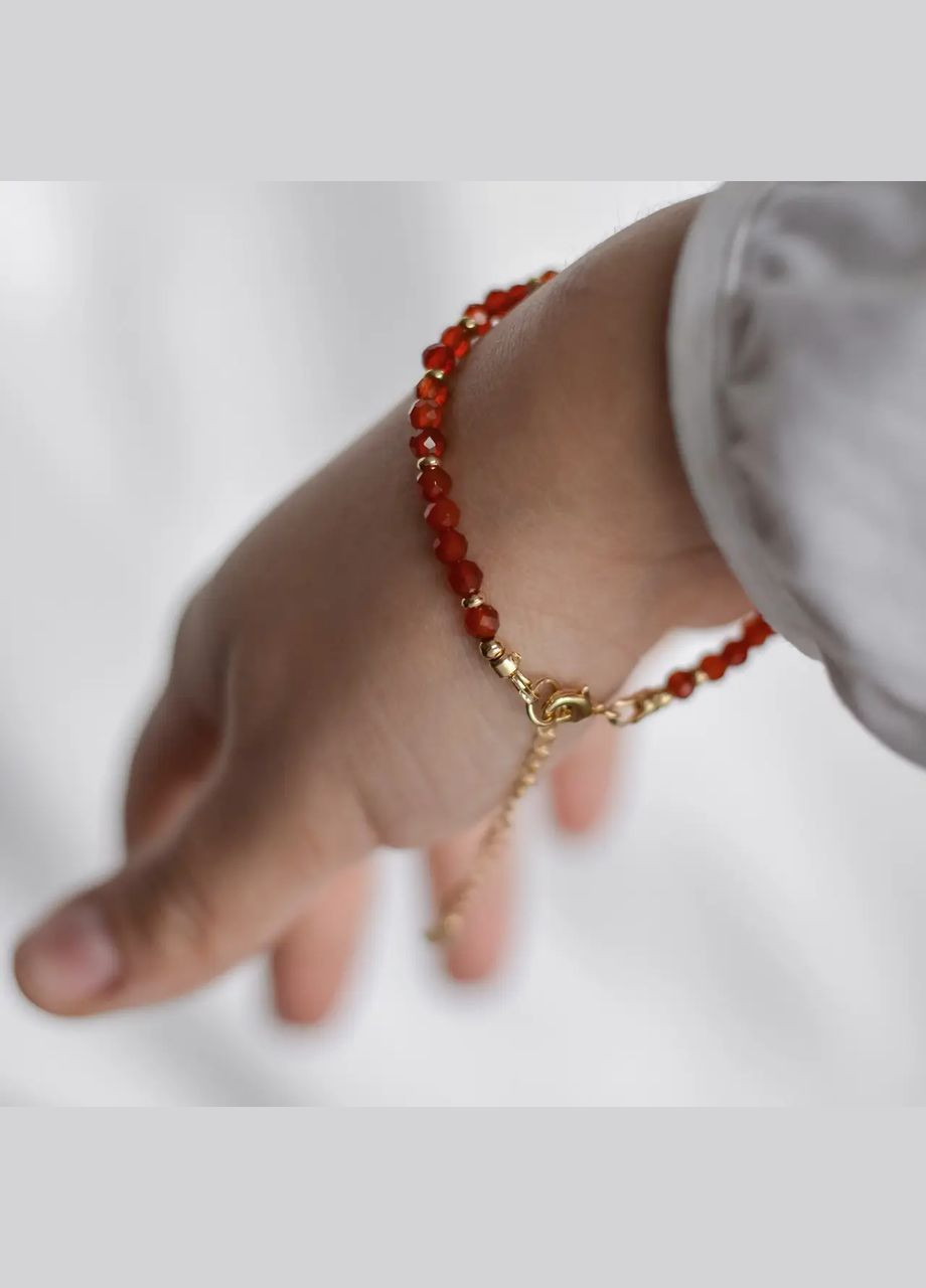 Браслет натуральный камень Сердолик, фур-ра гип-ный сплав цвет золото d-4мм+- L-18-23см No Brand браслет (303434932)