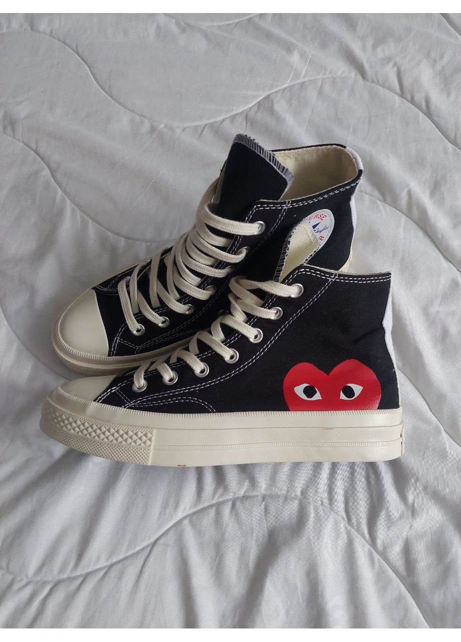Кеды женские Converse Chuck Taylor All Star 70 Hi Comme des Garcons PLAY Black A08791C Конверс No Brand чёрно-белые демисезоны (366196252)