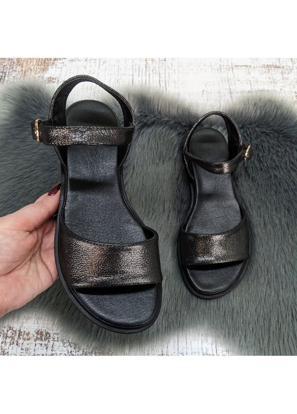 Бронзовые босоножки женские SALI с ремешком