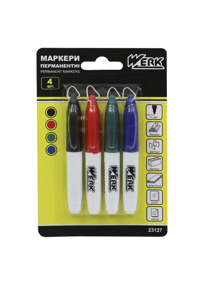 Маркери перманентні набір 4 кольори 23127 (120272) Werk (315396713)