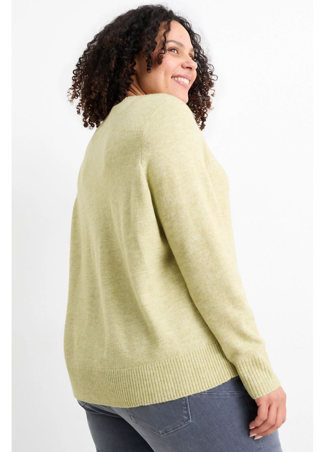 Зеленый демисезонный свитер в составе с шерстью C&A