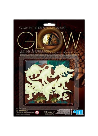 Набір 3D-наклейок, що світяться, Динозаври 8 шт (00-05426) 4M (323106840)