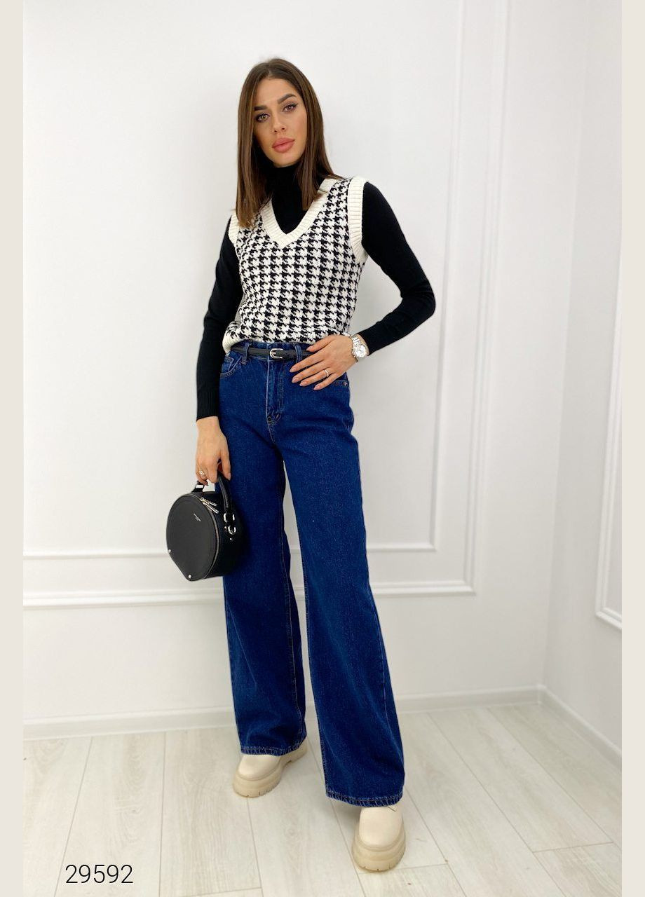 Вязаный жилет с узором гусиная лапка Liton (303775653)