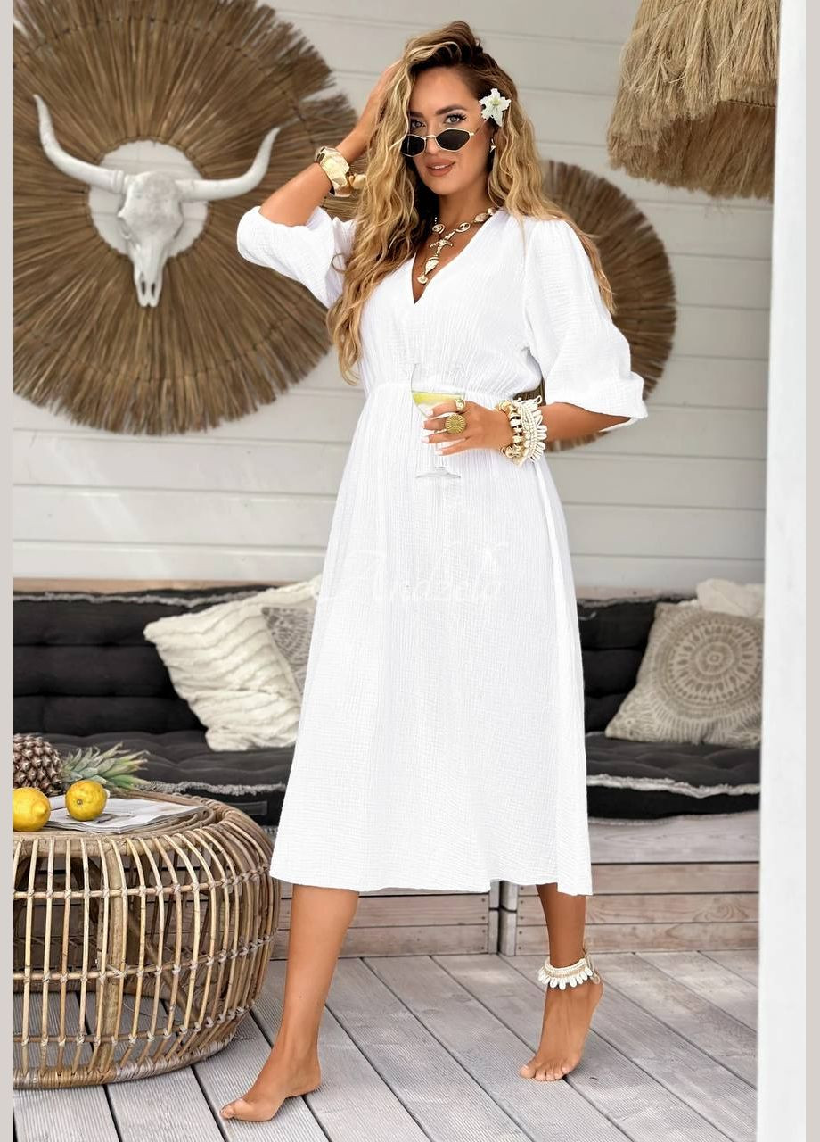 Білий кежуал сукня No Brand однотонна