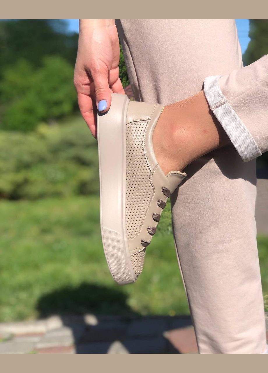 Жіночі бежеві кросівки з перфорацією (1307) No Brand бежеві літо (330245785)