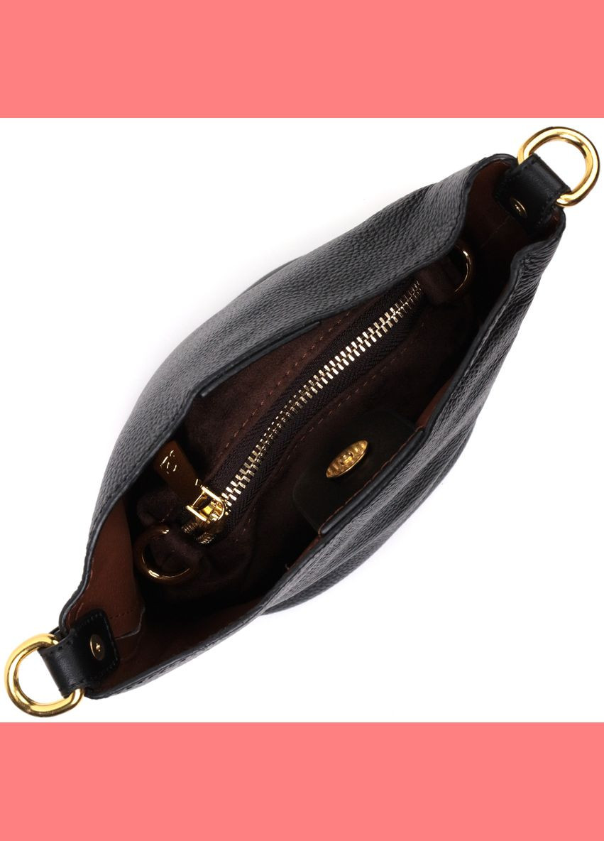 Кожаная сумка женская через плечо с автономной косметичкой внутри 22363 Черный Vintage (302009343)