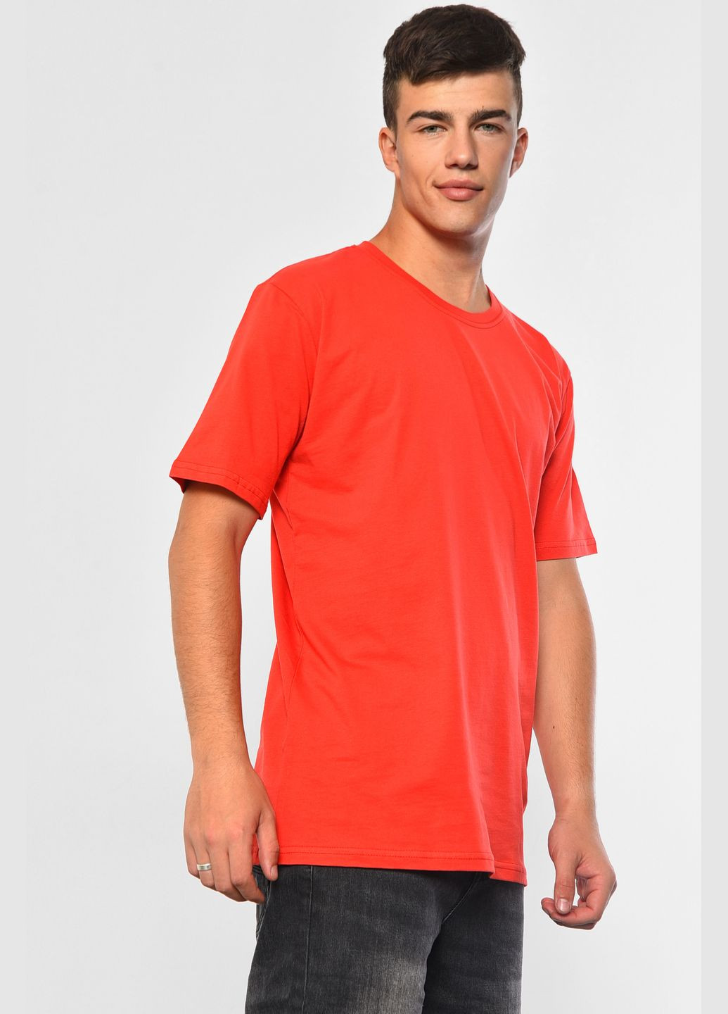 Красная футболка мужская полубатальная однотонная красного цвета Let's Shop