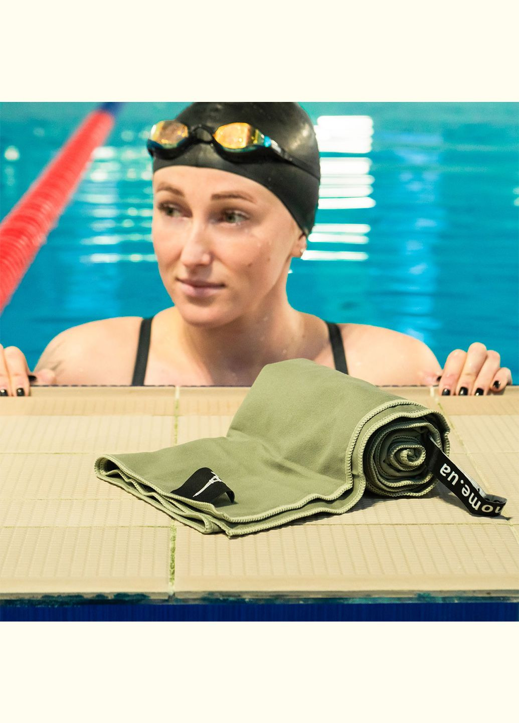 Дорожній спортивний рушник 70х140 з мікрофібри з чохлом Хакі Love You однотонний хакі