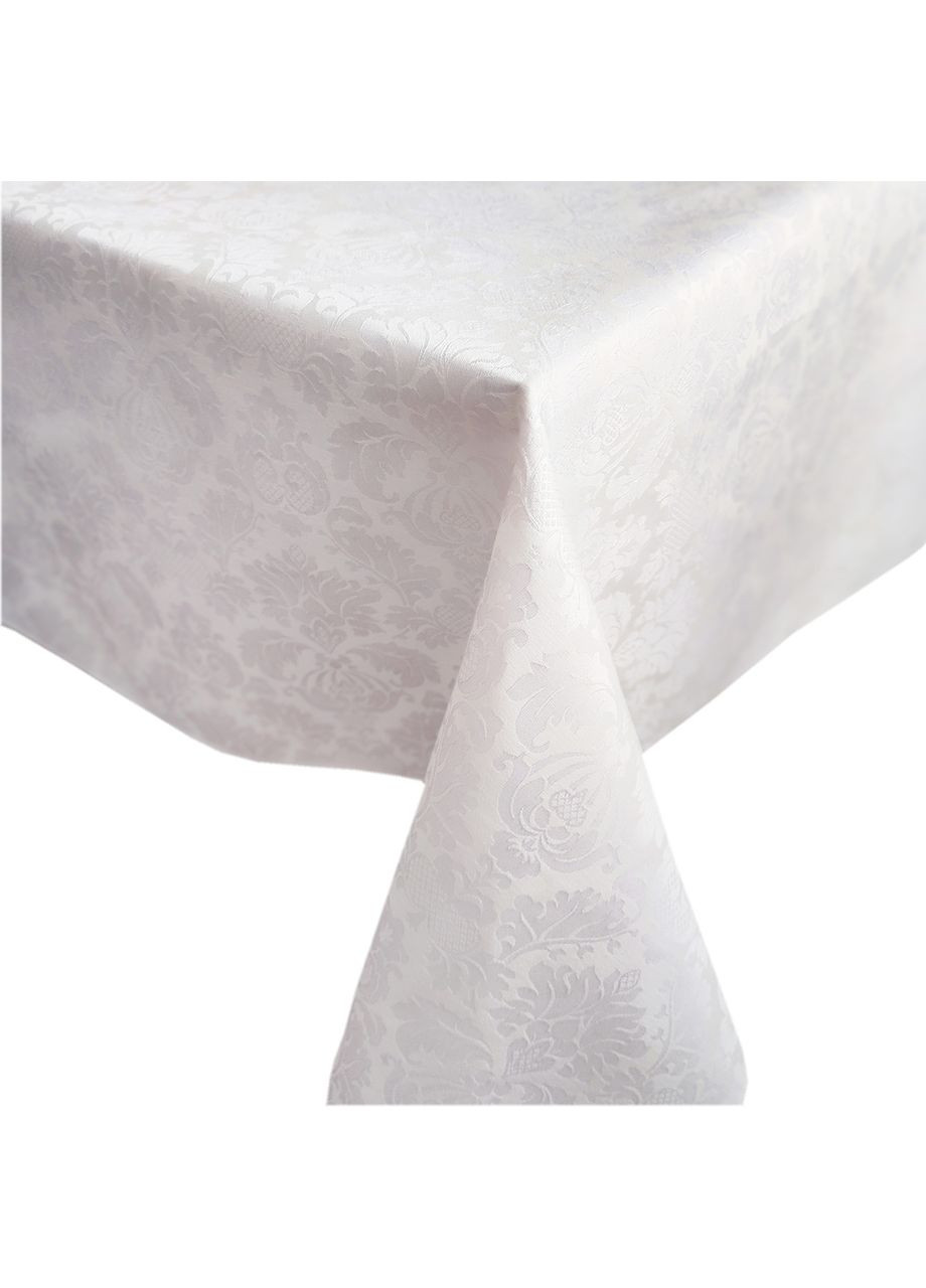 Однотонная тефлоновая жаккардовая скатерть на прямоугольный стол водоотталкивающая белая 120, 150 Maystat (305775397)