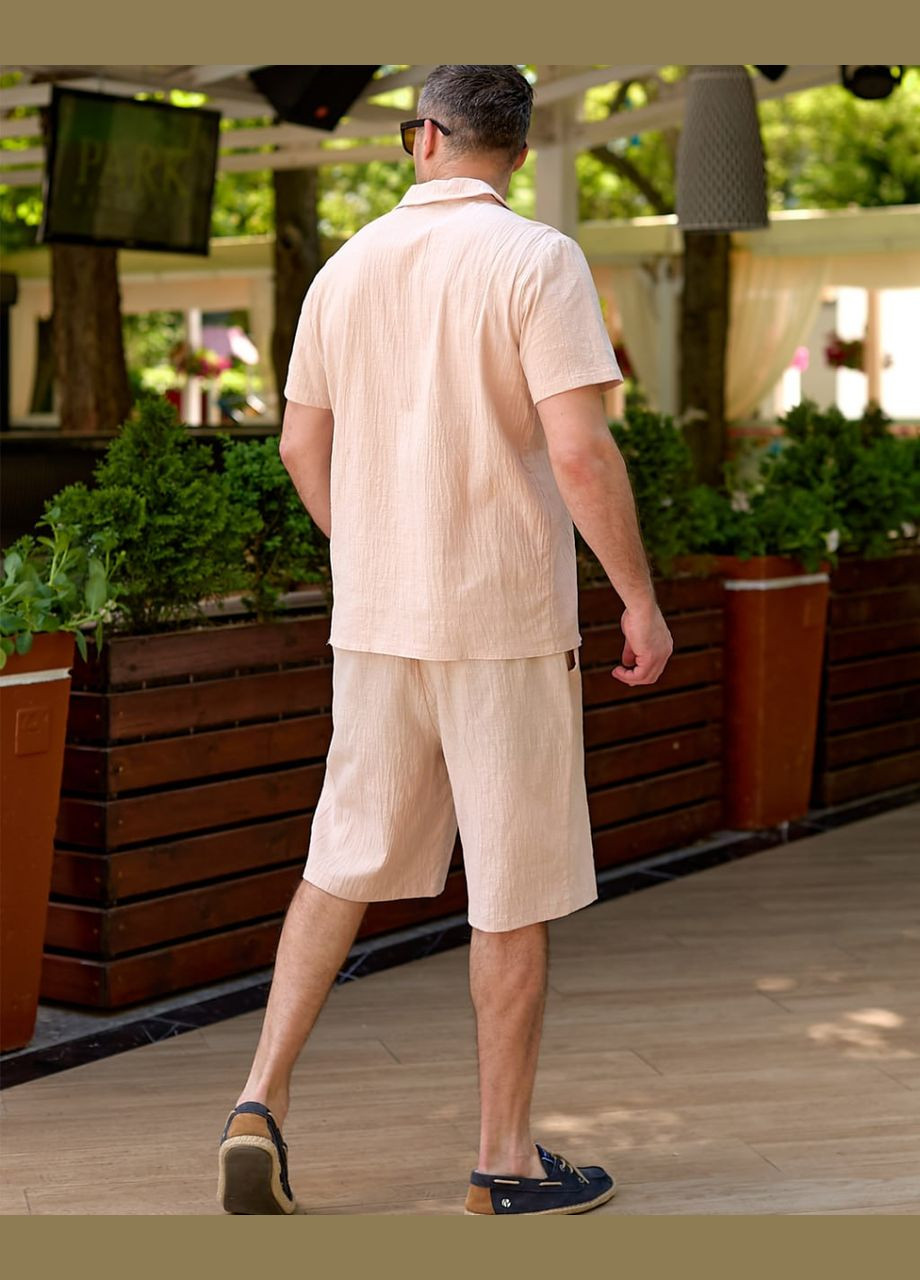 Бежевий літній чоловічий костюм з шортами Гермес