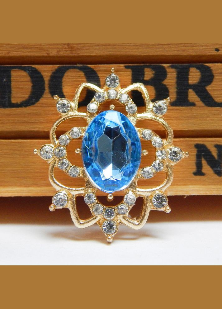 Стразовий декор Овал, ажурна оправа, 30х25 мм, блакитний No Brand (341731329)