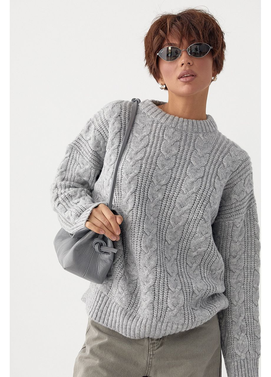 Вязаная женская кофта в косички Lurex (367007645)