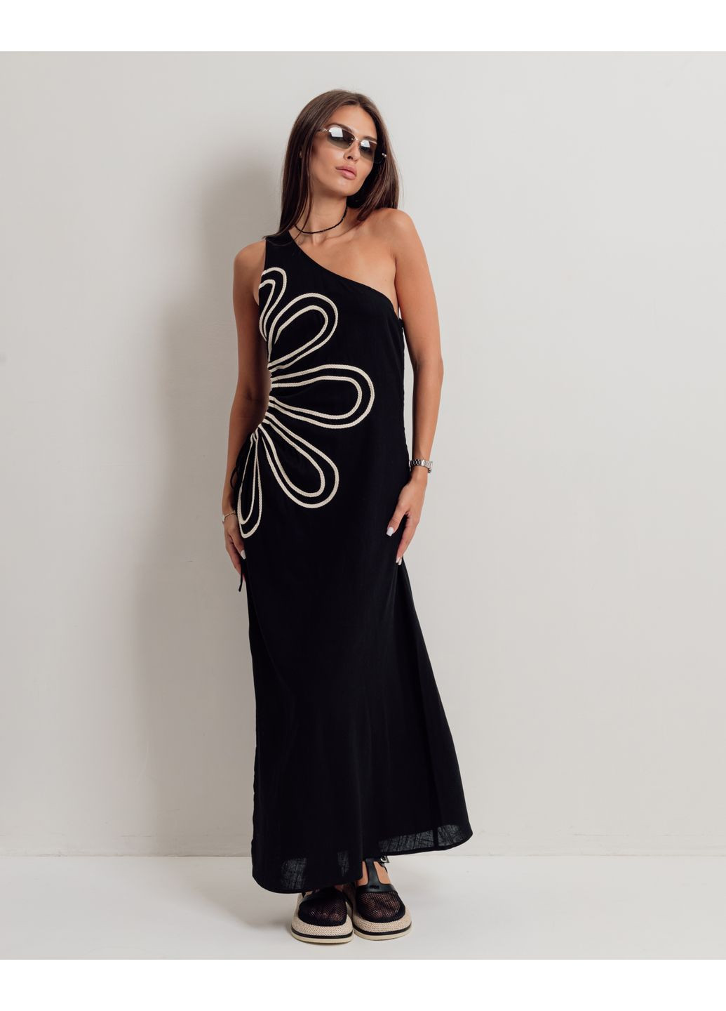 Чорна кежуал сукня довга льон Lavysh