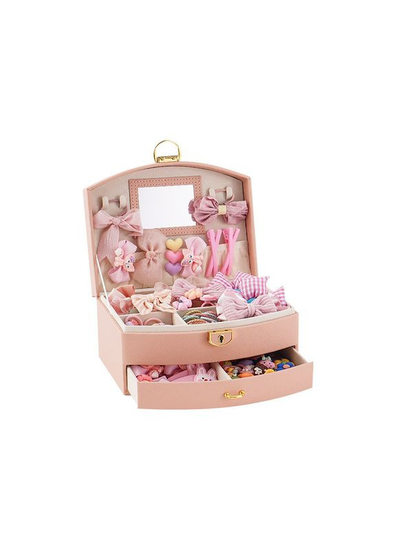 Скринька SP-01279 Pink для прикрас і ювелірних виробів дворівнева з дзеркалом і ручкою 2 шт. Casegrace (352012277)