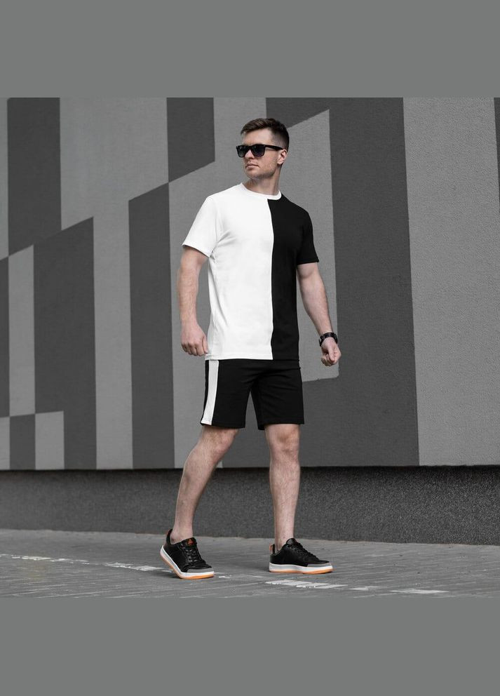 Черно-белая стильная двухцветная футболка с коротким рукавом Vakko