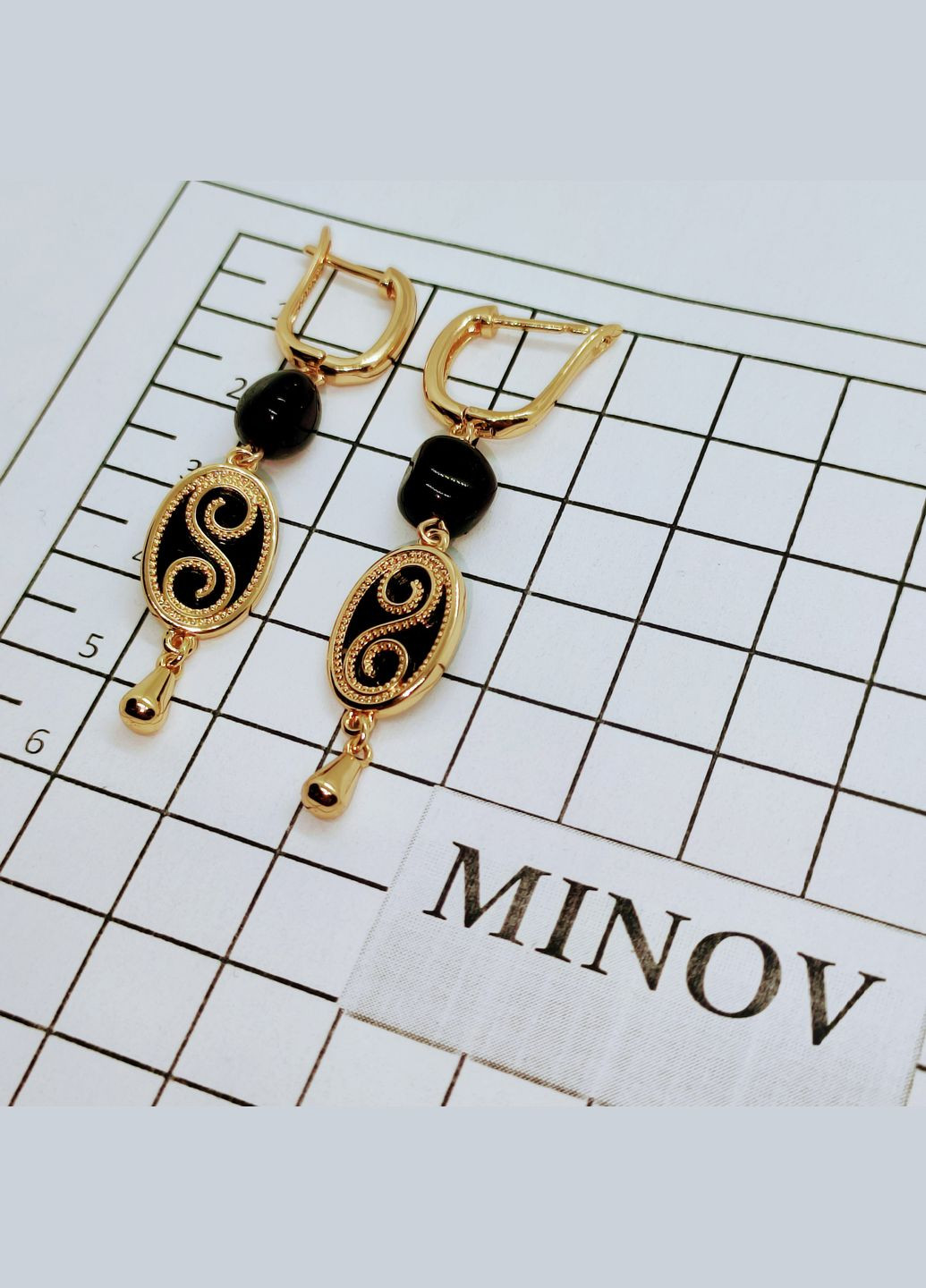 Сережки 3187 з натуральним бурштином MINOV (317045168)