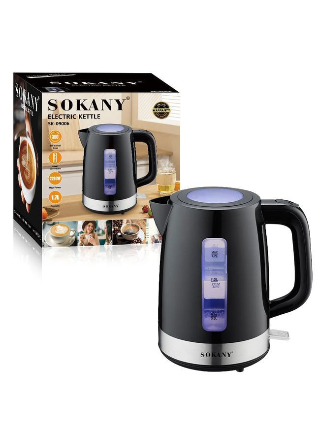 Электрический чайник дисковый электрочайник с индикатором уровня воды 1.7 л 2200 Вт (BM513) Sokany (372603070)