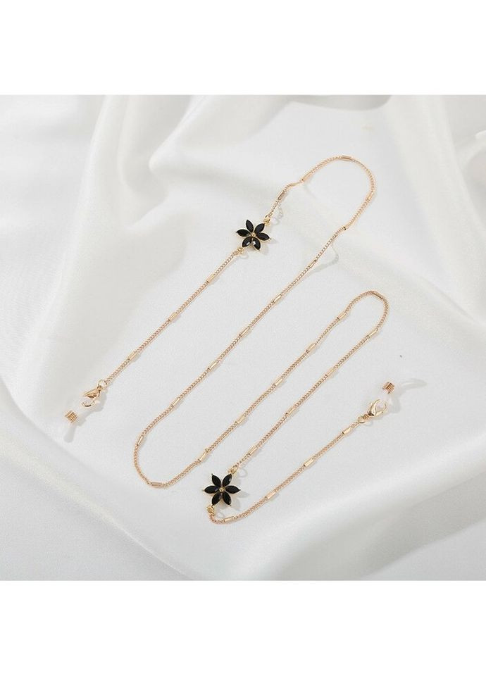 Ланцюжок для окулярів Квітка 1 9570 чорна з золотистим Fashion (299525494)