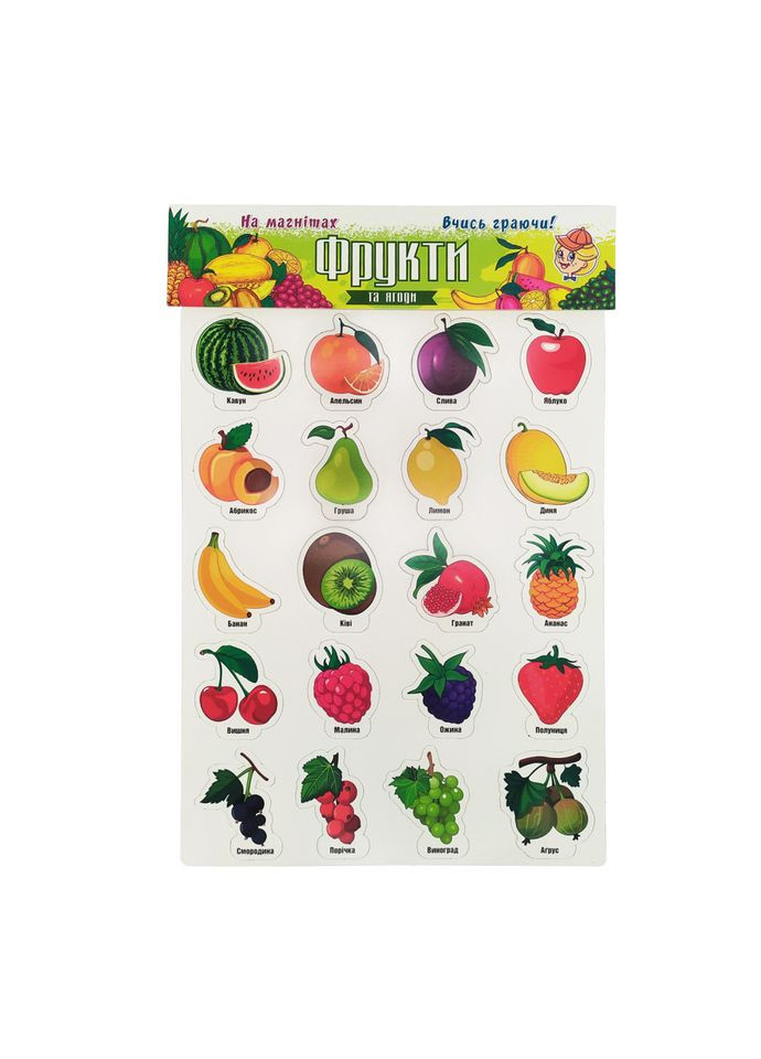 Набір магнітів на листі "Фрукти та ягоди" Artos 1250ATS Укр. Artos Games (305315146)