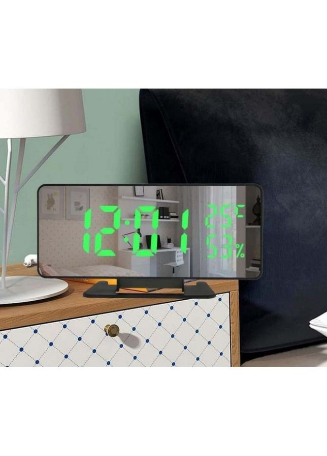 Часи настільні електронні з будильником і термометром VST-888Y дзеркальні чорні для дому та офісу цифрові годинники ProDobro (365441316)
