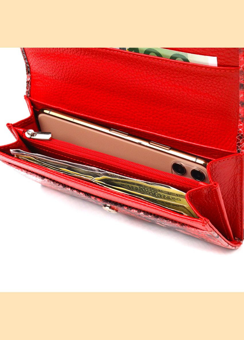 Жіночий гаманець із натуральної фактурної шкіри з тисненням під змію з монетницею 21627 Canpellini (306881449)