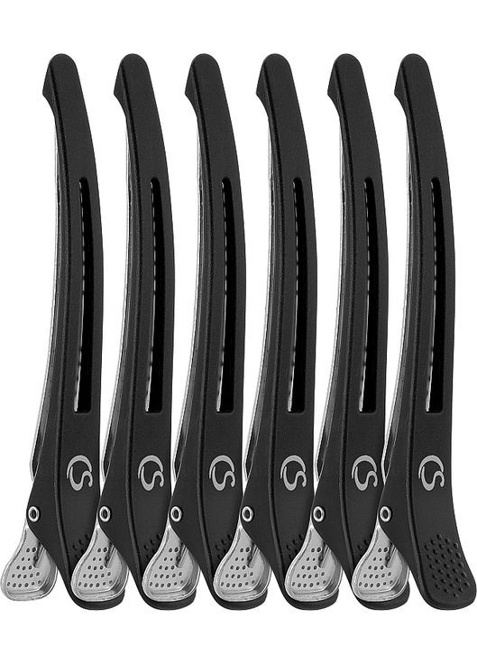 Затискачі для волосся CS77B, пластикові, чорні 6шт (1243610-27055708) Cosmo shop (368640742)