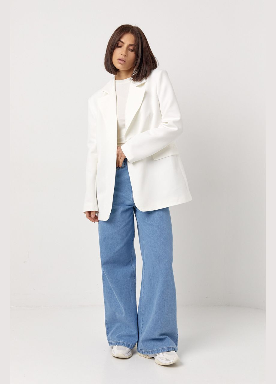 Белый женский женский прямой однотонный жакет - бордо Lurex - демисезонный