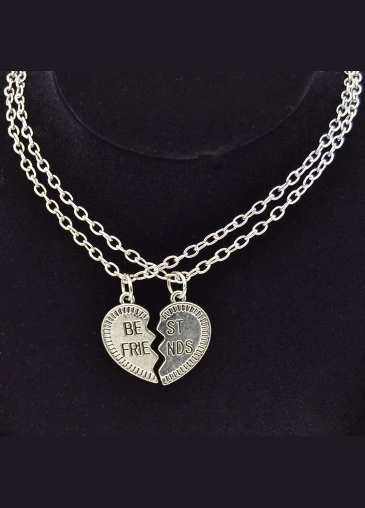 Парные подвески кулоны для друзей BEST FRIENDS в виде сердца для двоих две половинки No Brand (337716479)