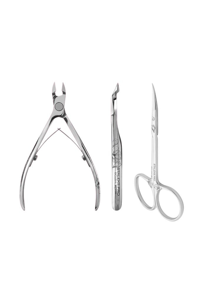Набір Преміум EXCLUSIVE 2в1 "Магнолія": Ювелірні Кусачки 8 мм та Ножиці Type 1 для ідеального зрізу кутикули Staleks (363970391)