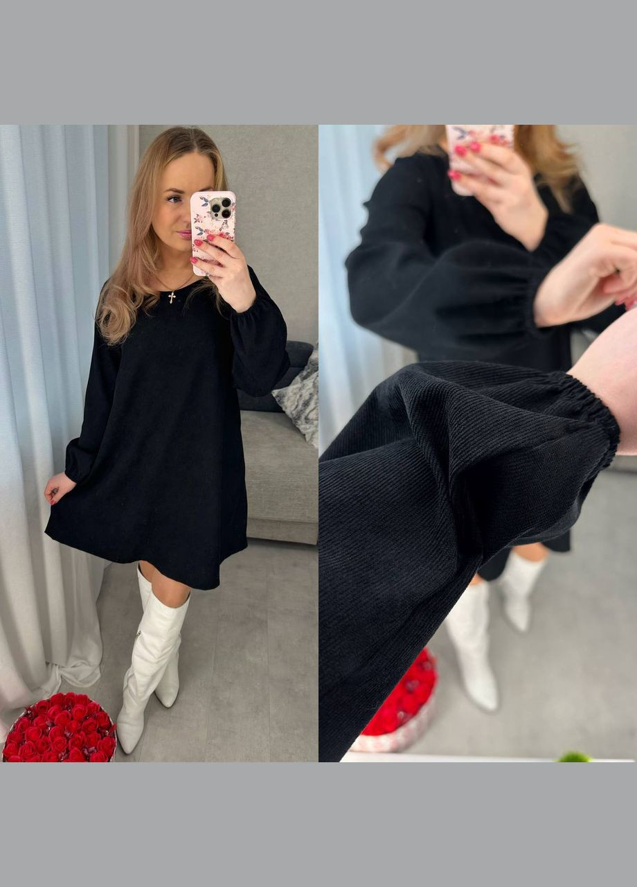 Черное платье свободного кроя No Brand