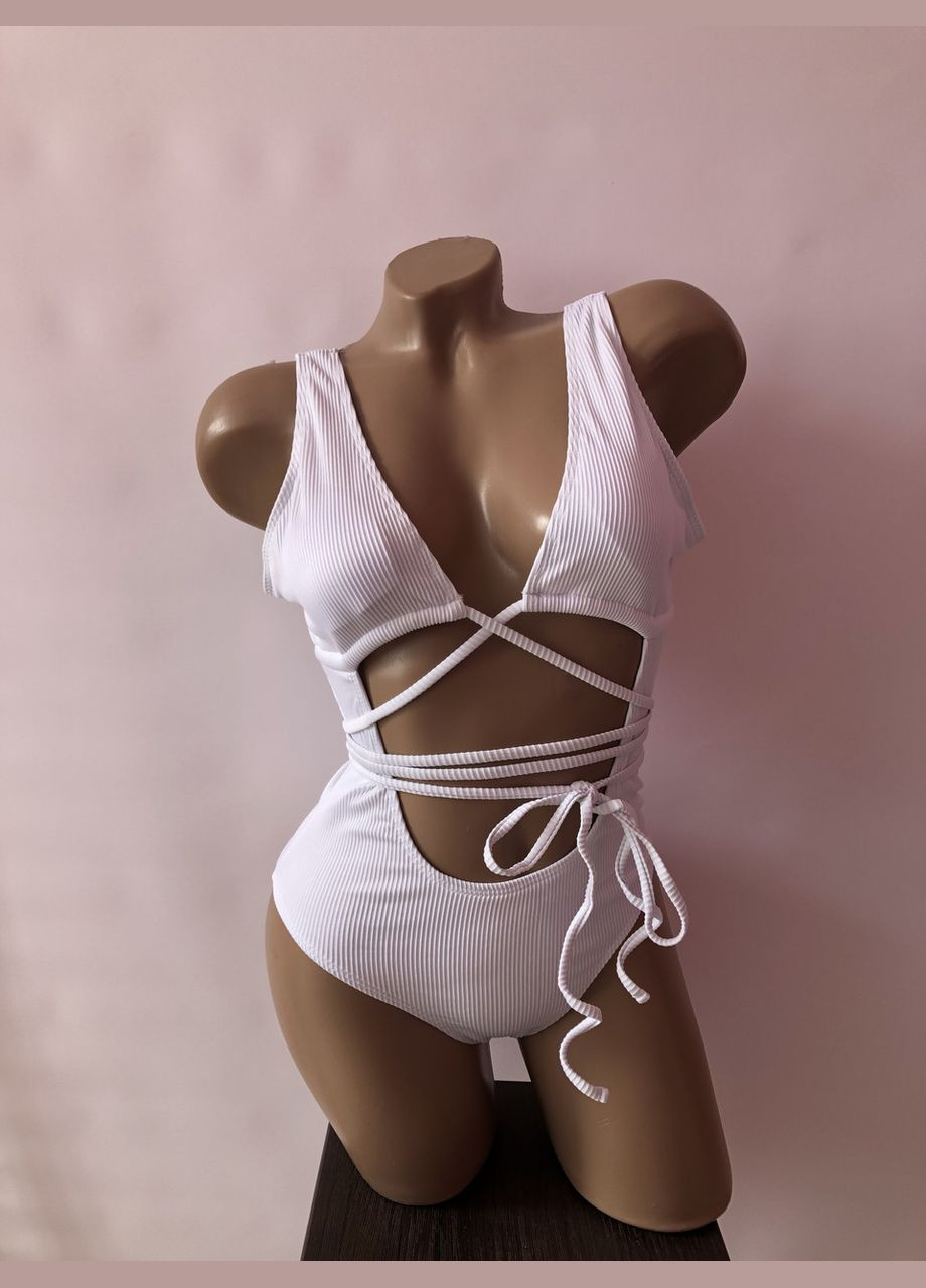 Білий демісезонний жіночий суцільний купальник монокіні (арт.6076) No Brand