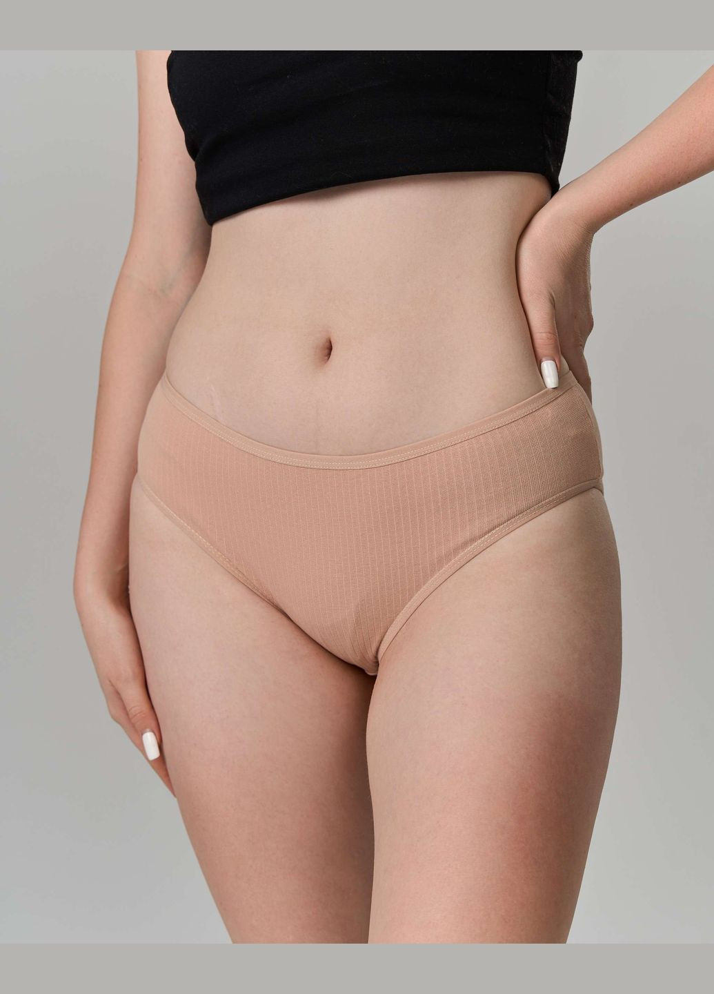 Однотонні трусики в рубчик Plus Size - базовий мікс 5 шт Nicoletta (342119981)