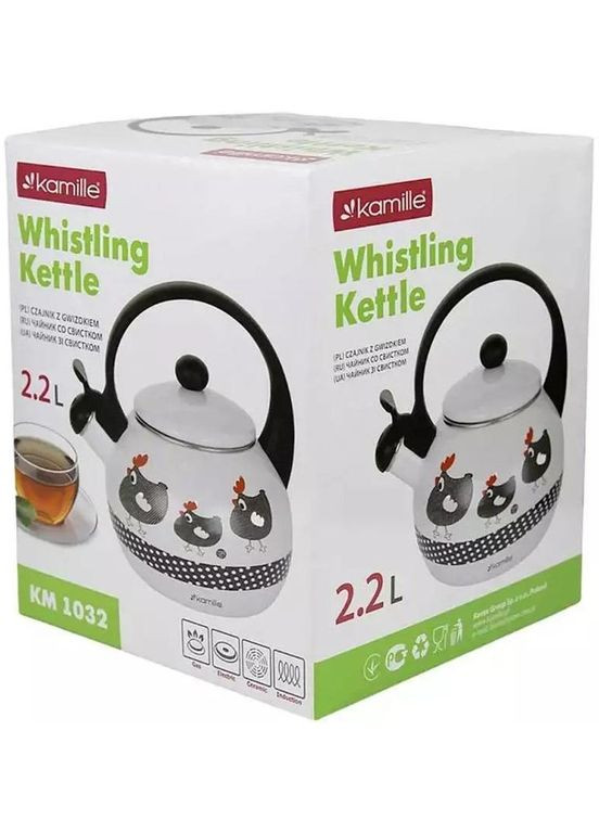 Чайник емальований "Курочки" 2.2л зі свистком Kamille (339779149)