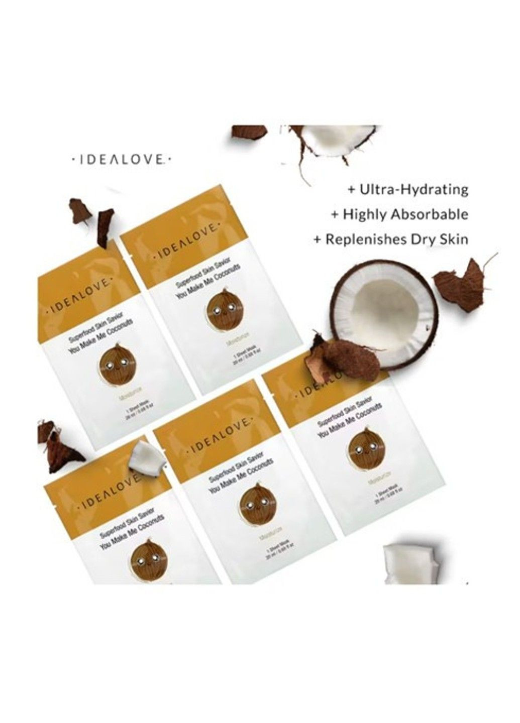 Superfood Skin Savior, маска із суперфудами, кокос, 5 шт. по 20 мл Idealove (347600072)