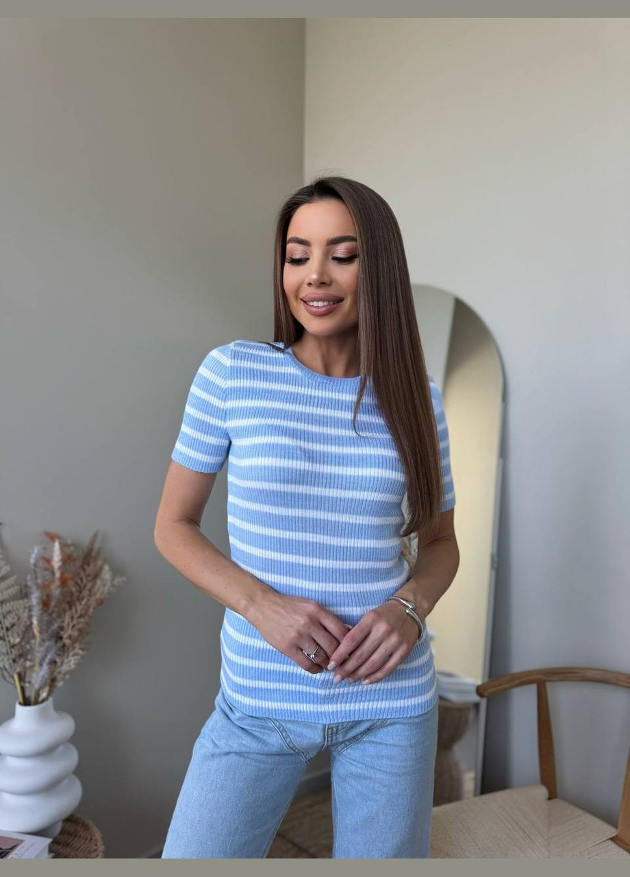 Женская базовая футболка в полоску MonCher - (329826789)