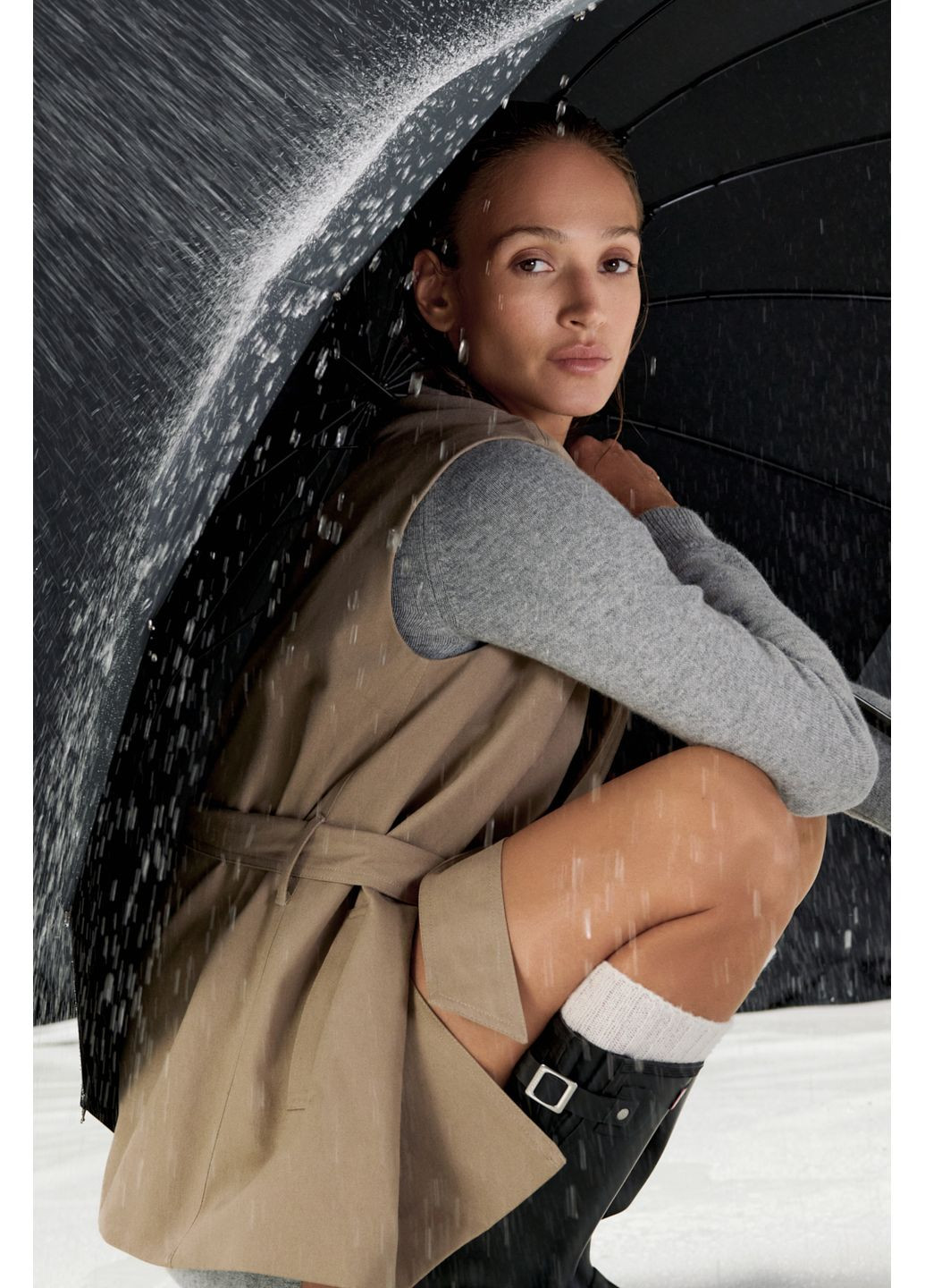 Бежевое демисезонное Тренч-трансформер короткий M-L Бежевый 855 Papaya