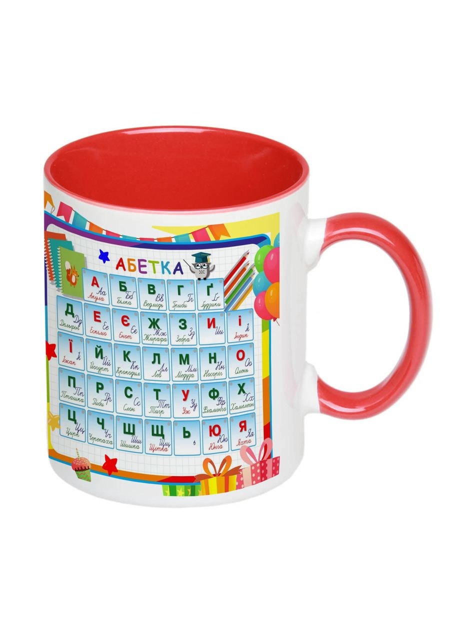Чашка з друком "Абетка випускника" 330 мл (колір червоний) (27229) No Brand (336965468)