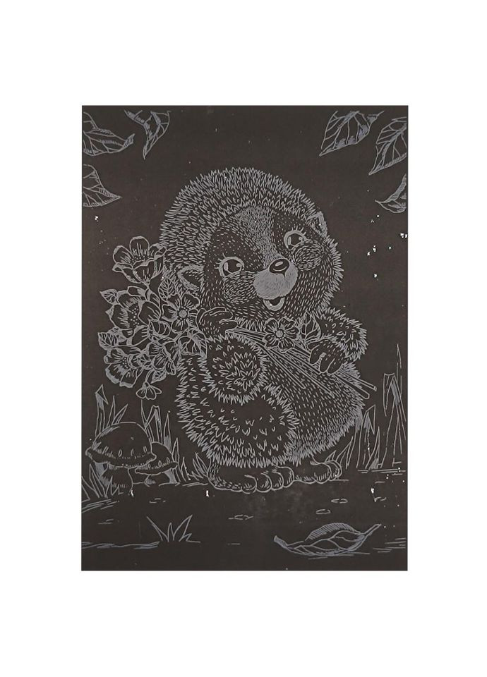 Гравюра А5 "Ежик с цветами" ГрА5с-15 эконом-вариант в пакете 21 х 14,8 см No Brand (362568604)