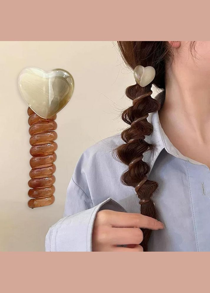 Спіральна гумка для волосся Серденько камінь No Brand (336186402)