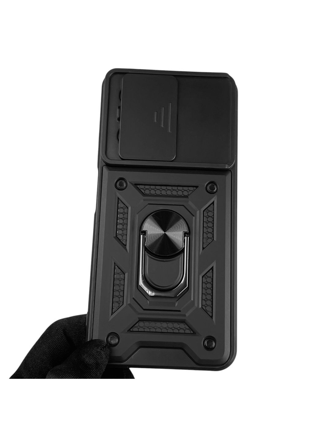 Чохол для Spark 10C (KI5m) броньований з кільцем-тримачем підставкою зі шторкою на техно спарк 10C чорний rg1 Tecno (366019056)