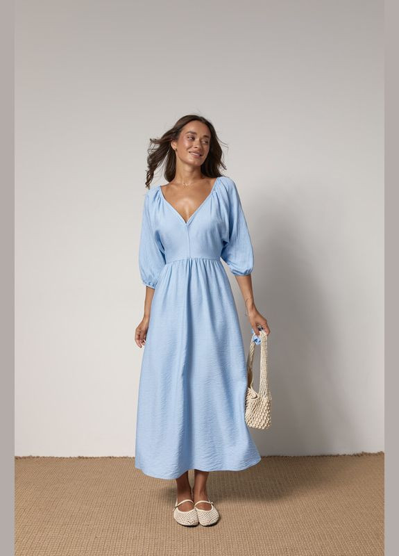 Голубое повседневный летнее платье с обнаженной спинкой ARTMON