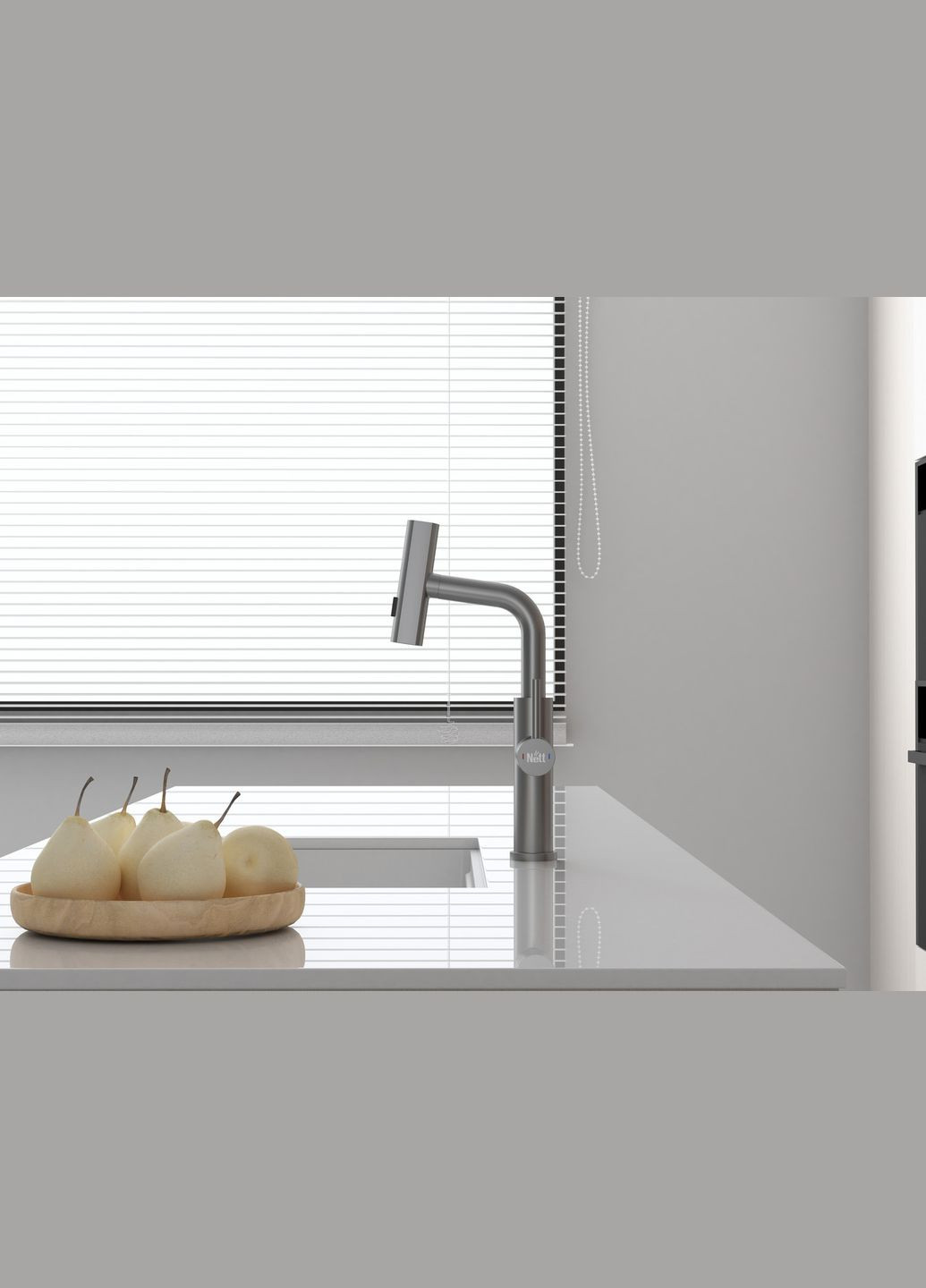 Змішувач на кухню водоспад із висувною лійкою графіт LGr-35 Nett (337718076)