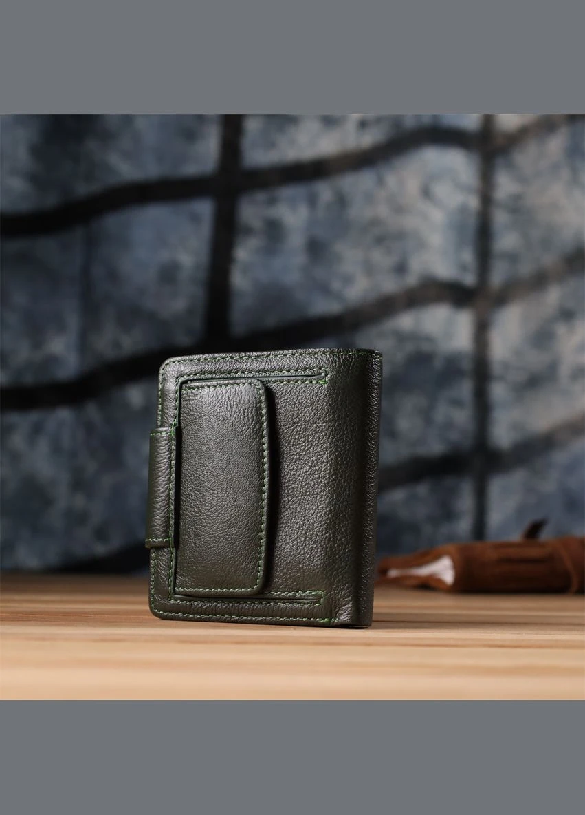 Вертикальный женский кошелек из натуральной кожи 23070 Зеленый st leather (330258922)