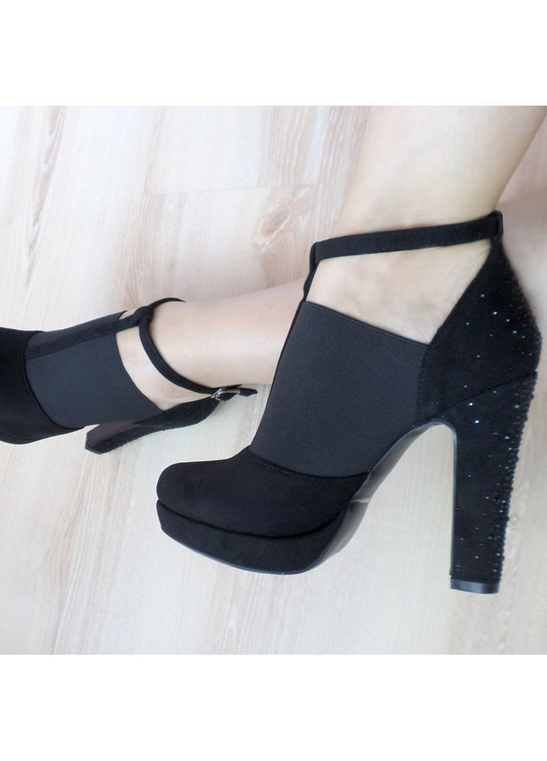 Черные демисезонная ботильоны черные на каблуках со стразами. размер 40 (25см) Fashion