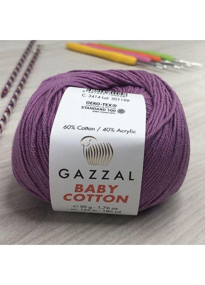 Пряжа Baby Cotton цвет 3414 Лиловый Gazzal (352747062)