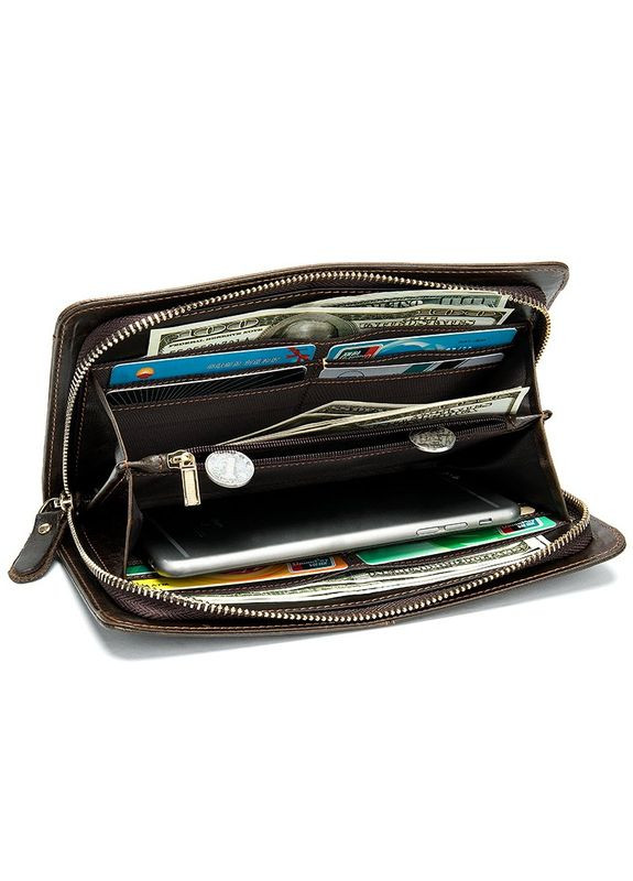 Мужской клатч-барсетка с ремешком на руку 2 отдела для купюр 8 ячеек для карт коричневый (sku_14940) No Brand (329901813)