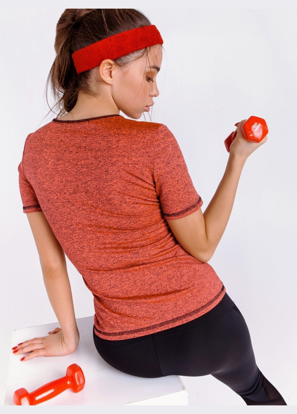 спортивна футболка з трикотажу коралова Dressa - (324162203)