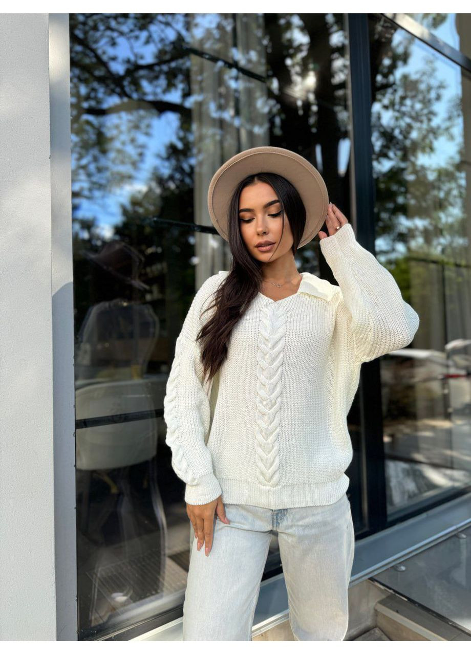 Молочний демісезонний светр в'язаний теплий LeVi